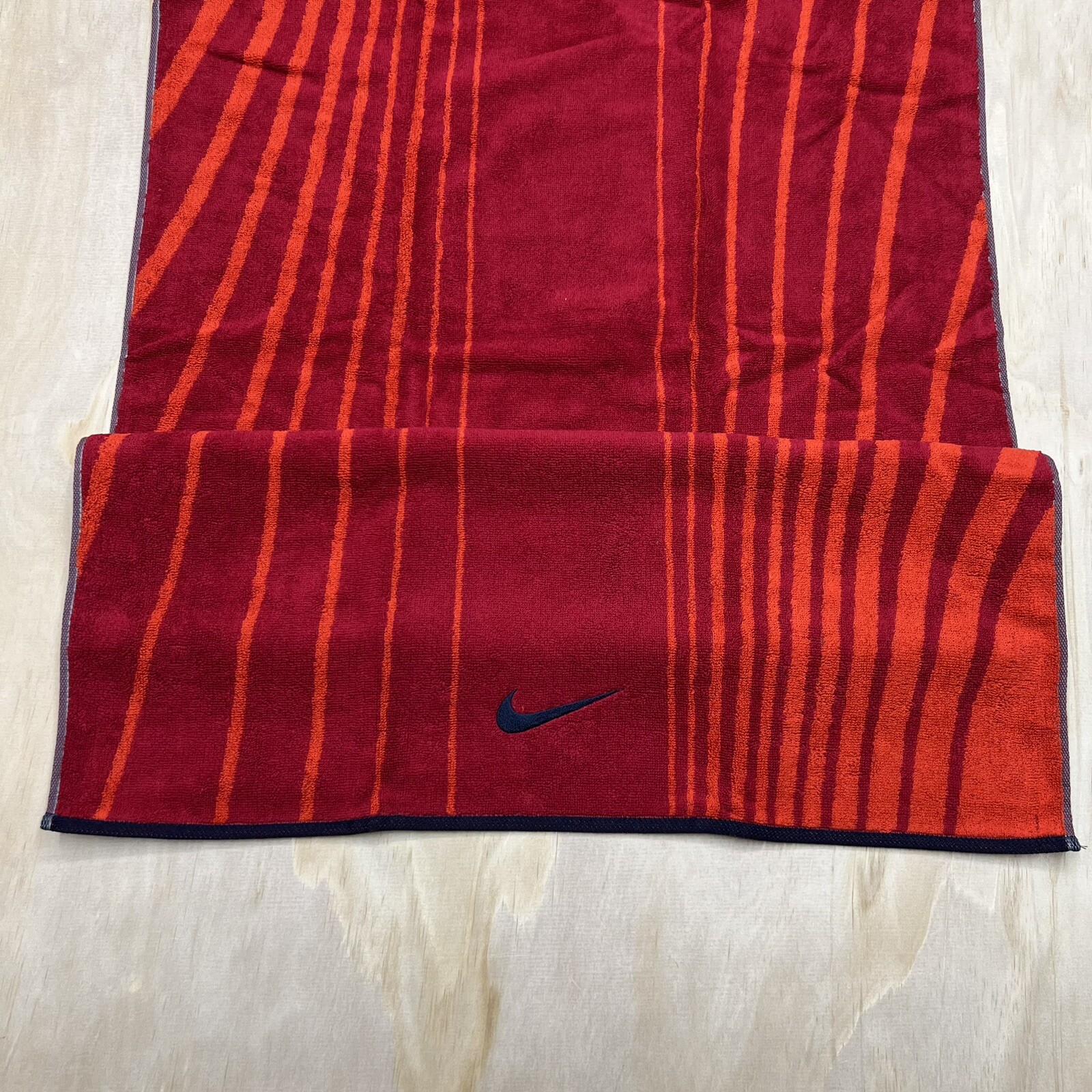 NEW Nike Striped Jaquard Cotton Towel 60cm x 120cm 24"x48" Red