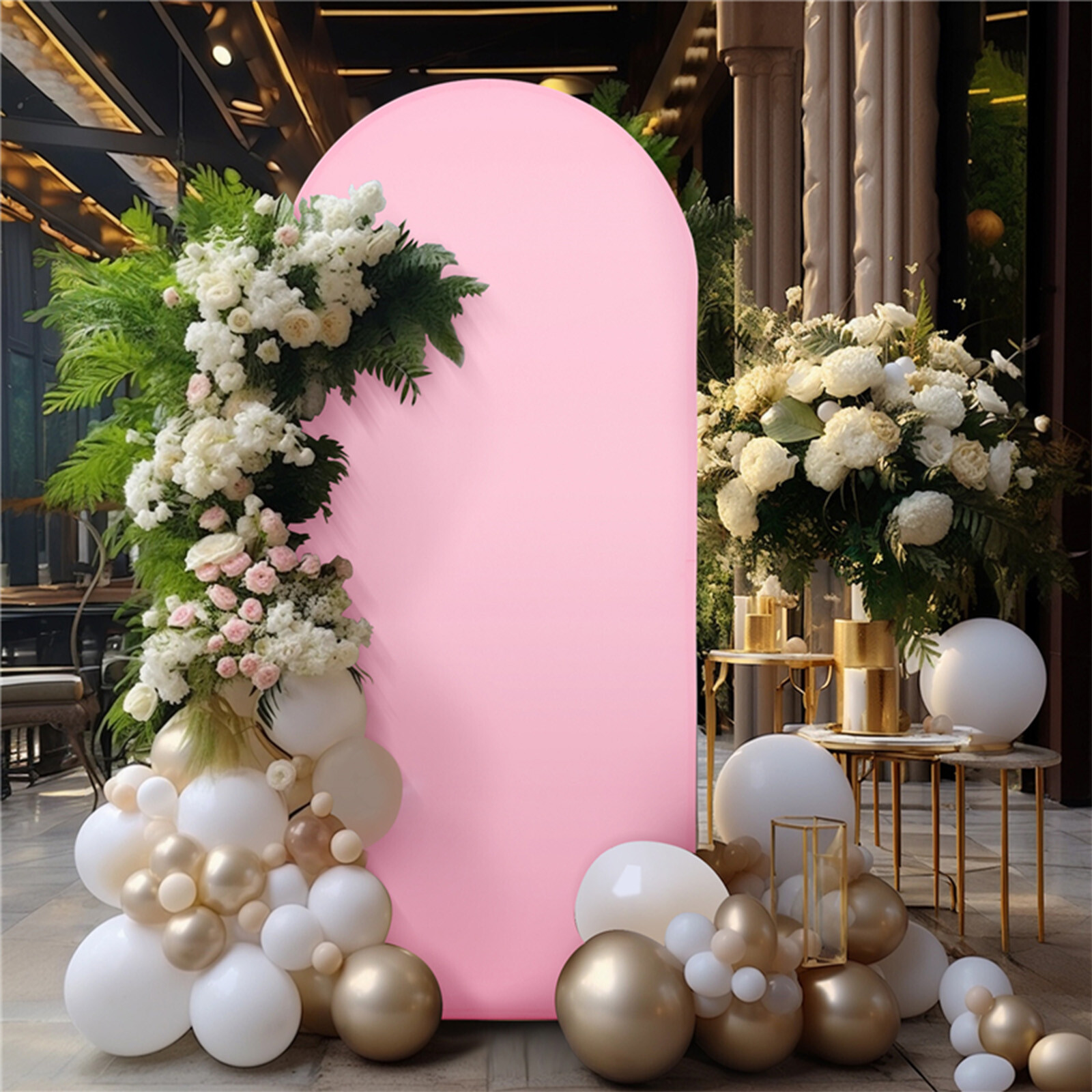 Full Sizes Wedding Party Arch Cover Spandex Fitted Arch Stand Covers Round Top