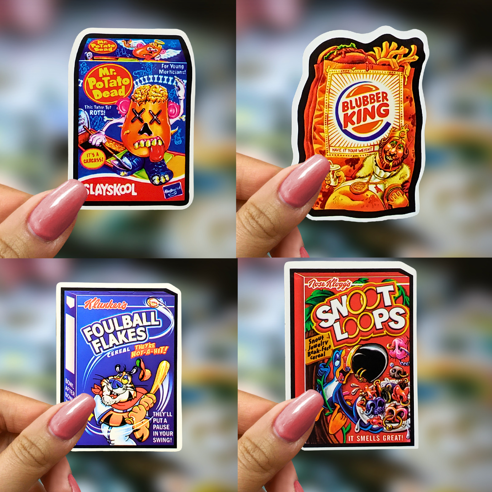 50pcs Waterproof Wacky Spoof Food Vinyl Stickers Pack for Water Bottles, Laptops