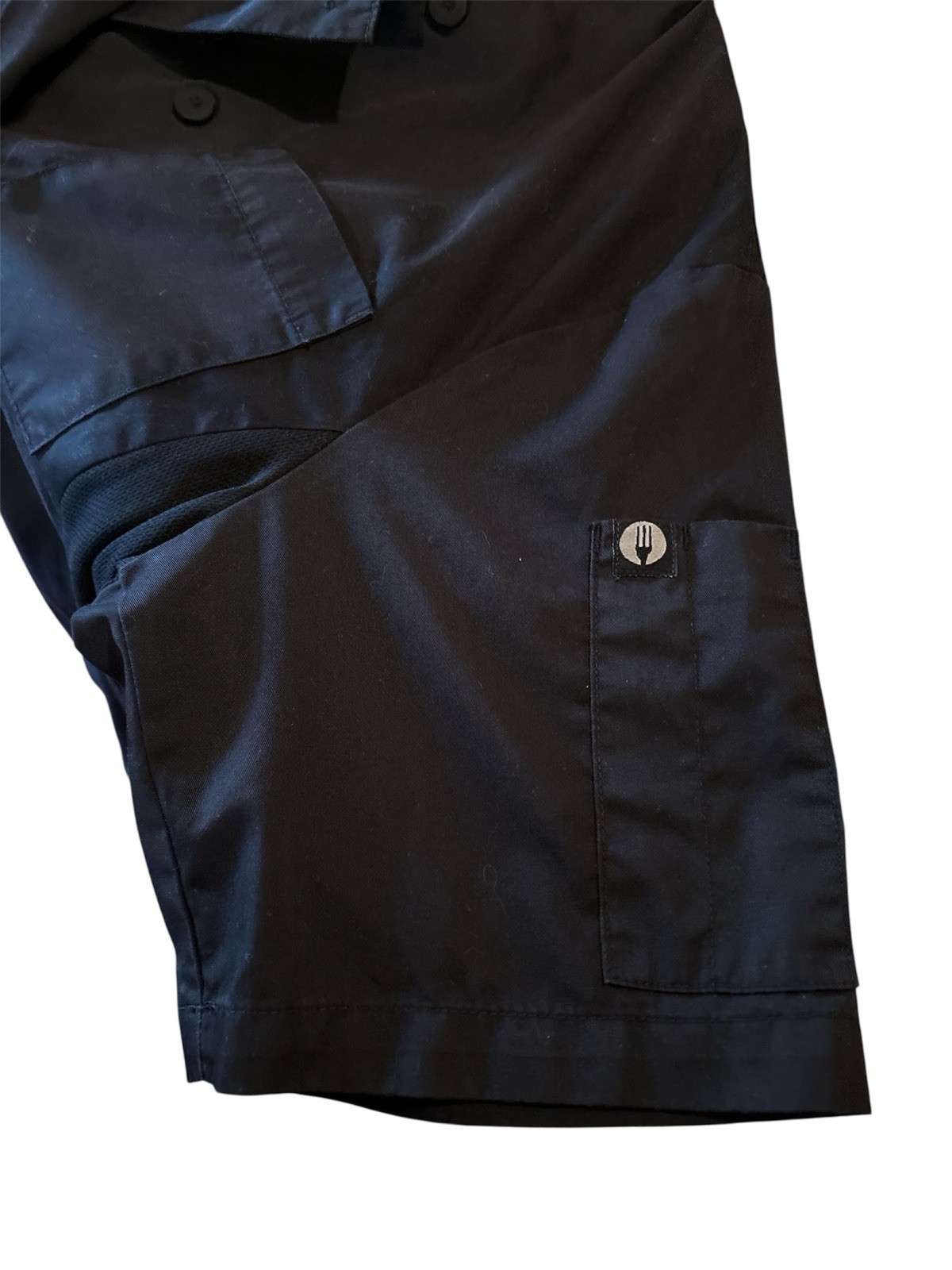 Chef Works NWOT Black Chefs Coat Small Short Sleeve Vented Side Panels