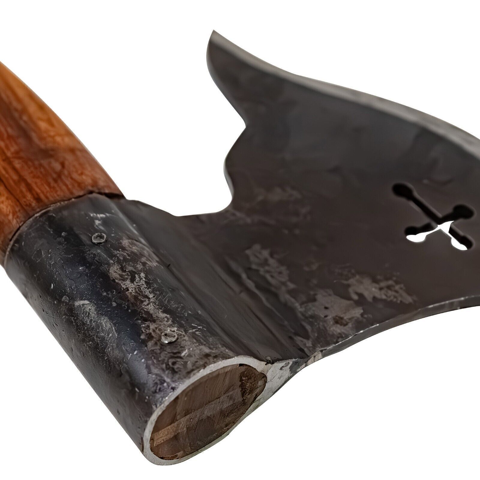 Hand Forged Functional Medieval Outdoor Camping Crusader Cross Cutout Axe