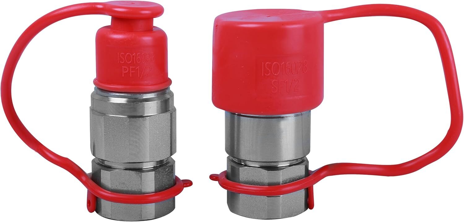 1/2 NPT Flat Face Hydraulic Quick Connect Coupler Coupling Set Skid Steer Bobcat