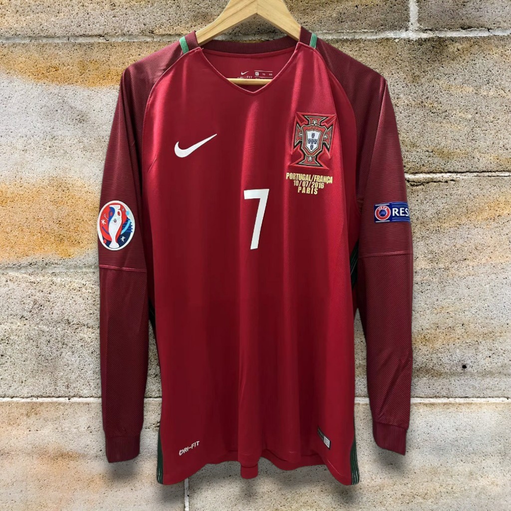 Cristiano Ronaldo #7 Portugal 2016 Home Retro Jersey Long Sleeve