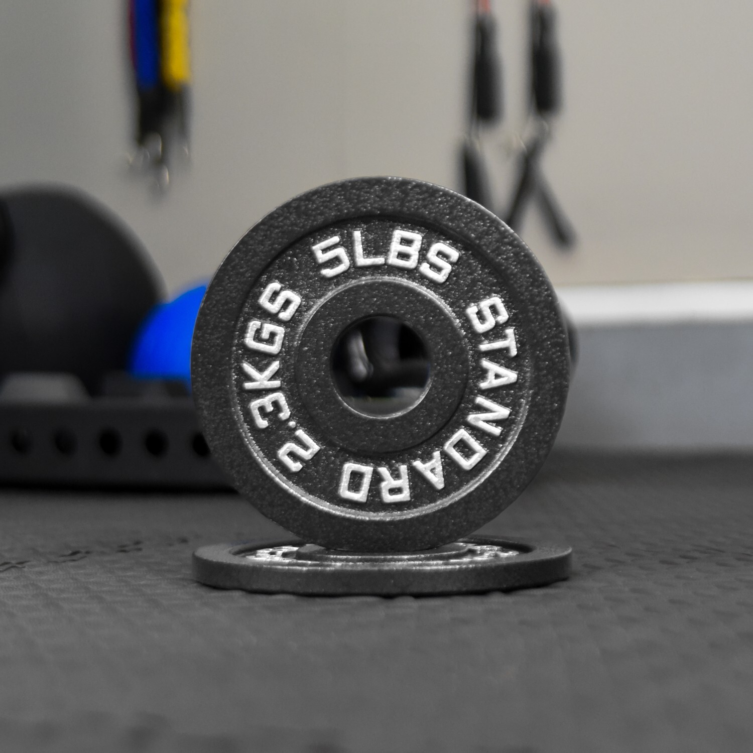 Steel Olympic Plates 5LB Pair - Premium Coated 2x 5 Pound Weights for 2in Bars