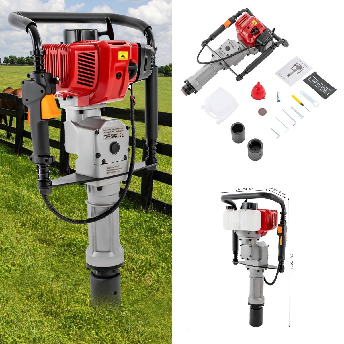 52CC Gas Powered T-Post Driver 2.3HP Fence Farm Push Pile Gasoline Engine Kit~