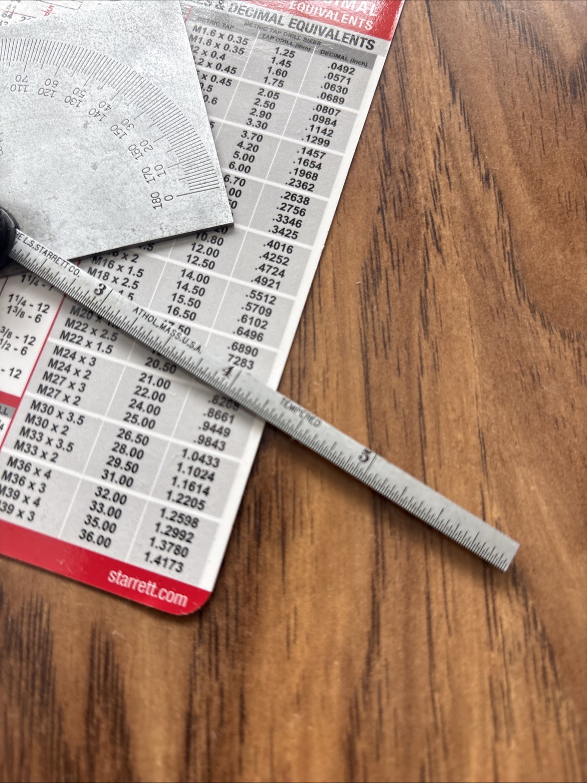 Starrett C493B Protractor w/ 6” No. 610N Rule Chrome