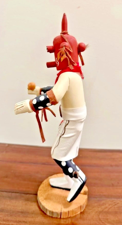 Vintage HOPI NATIVE AMERICAN “MUDHEAD” DANCING KACHINA DOLL SIGNED AE, 12" TALL