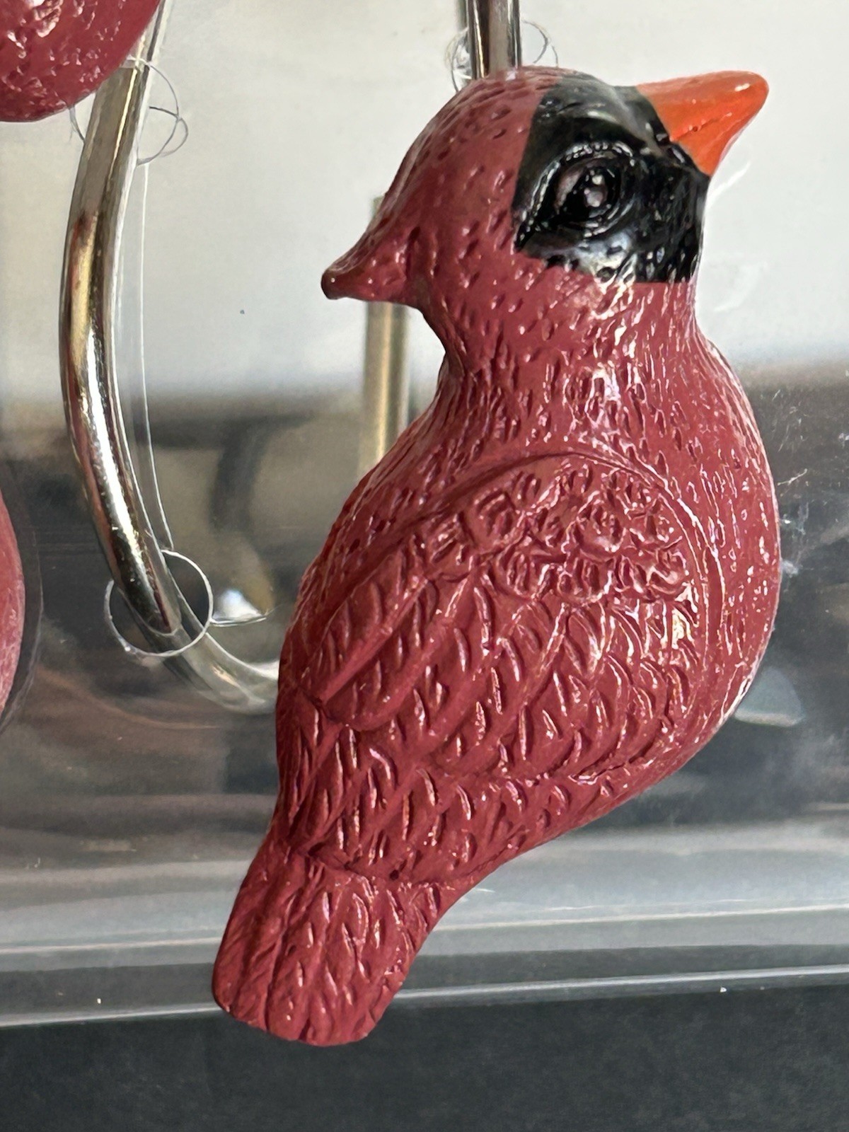 Set of 12 Cardinal Red Bird Shower Curtain Hooks Rings