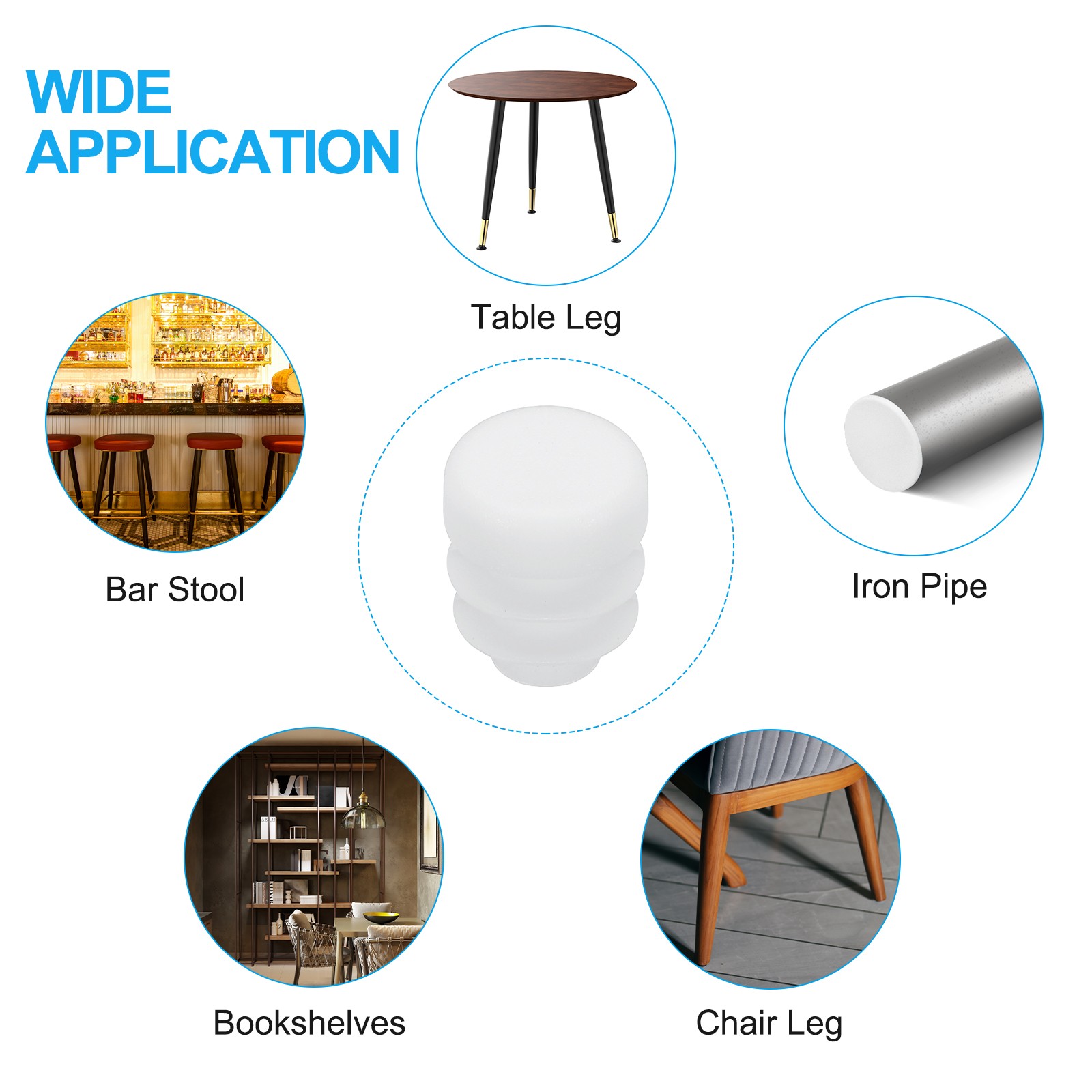 1/2" Plastic Tubing End Caps, 20Pcs Round Hole Plug Insert, White