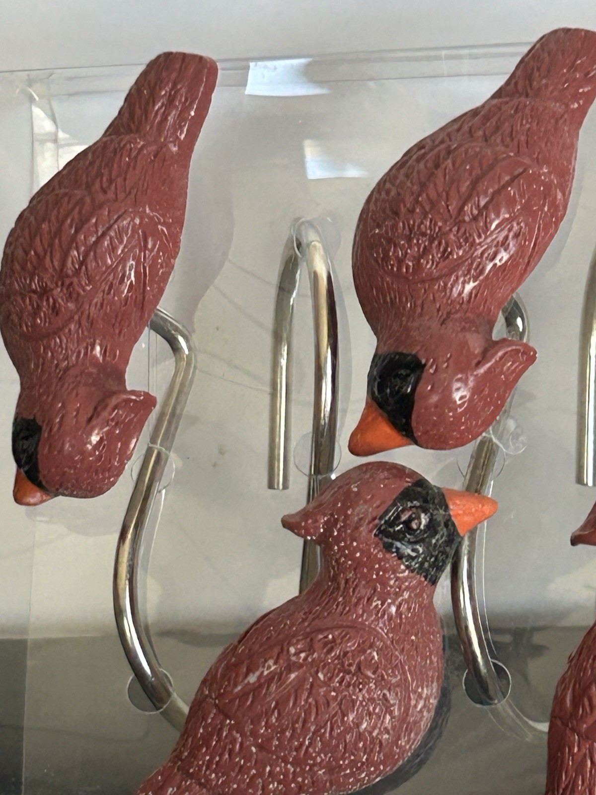 Set of 12 Cardinal Red Bird Shower Curtain Hooks Rings