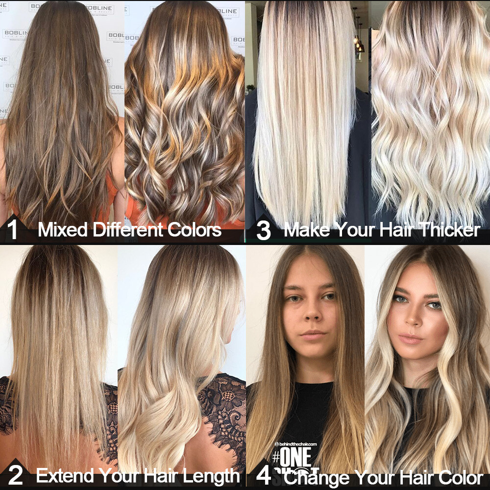 CLEARANCE Clip in 100% Real Human Hair Extensions 8 Pieces Remy Full Head 8"-24"