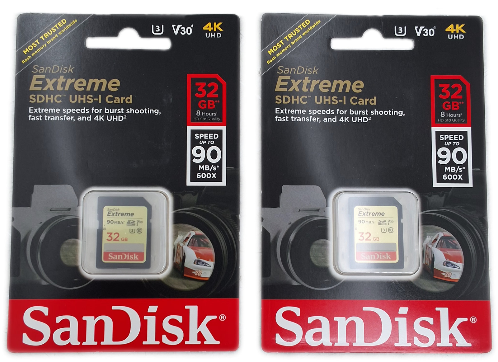 Sandisk 2 Pack Extreme 32GB SDHC UHS-I Memory Cards High Speed Universal