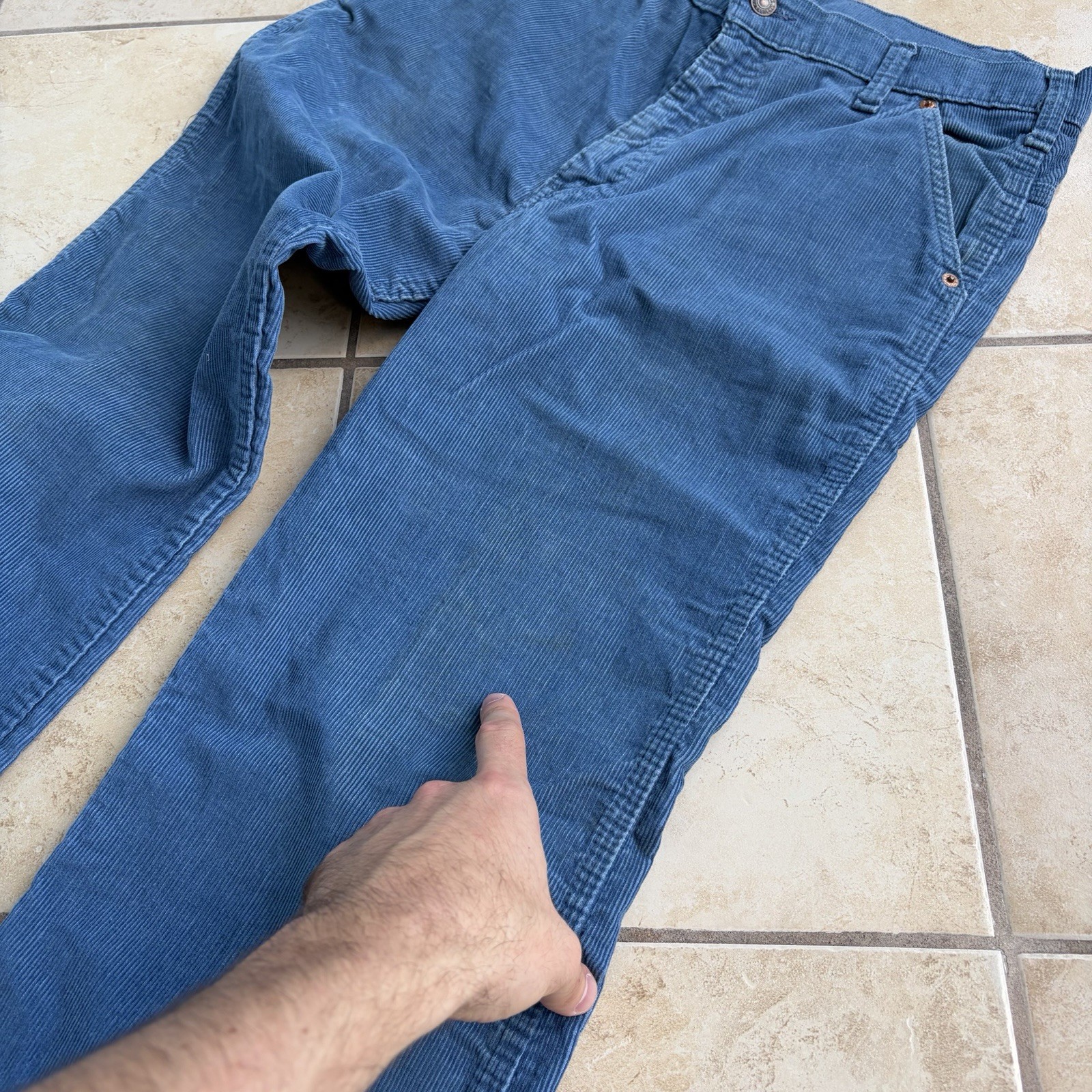 Vtg Levi’s Pants Mens 32x30 Blue Corduroy Bell Flare Buckle Back 70s Talon Zip