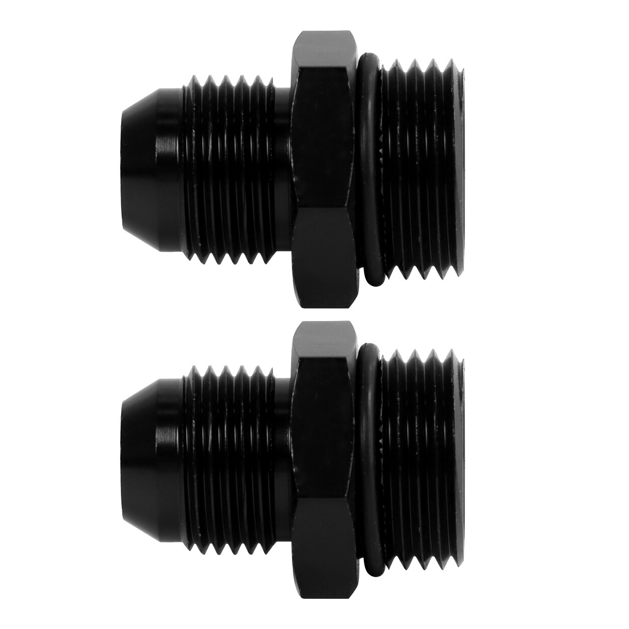 LokoCar 8AN Flare to 10AN ORB Male Fuel Rail Adapter Fitting Black 2Pcs