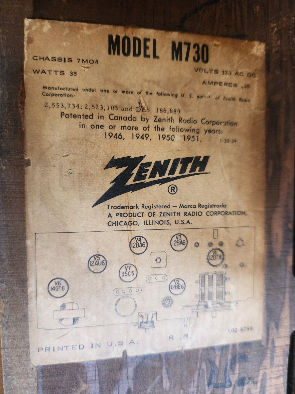 Zenith M730 Vintage AM/FM RADIO - Tested Works - Very Nice