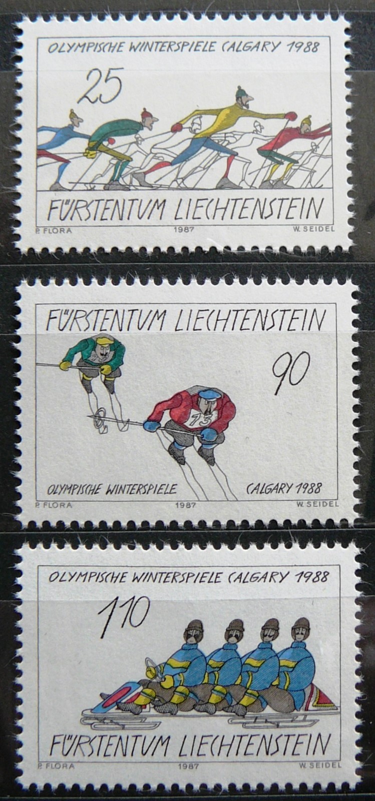 Liechtenstein stamps - 1988 Winter Olympics, Calgary - MNH.