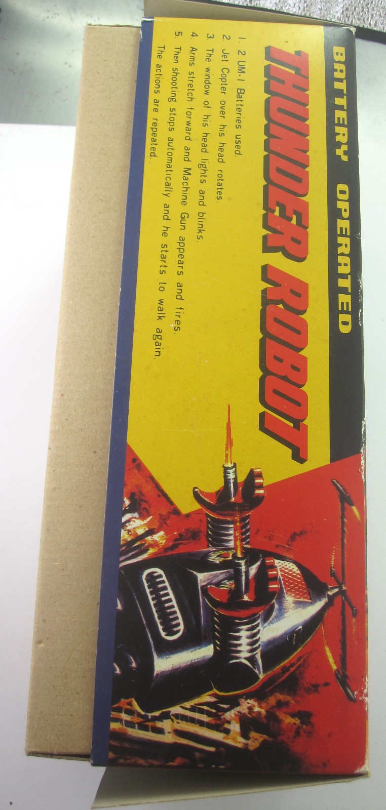 Vintage THUNDER ROBOT 11.5" Tin Reproduction Robot For Display - Schylling Brown