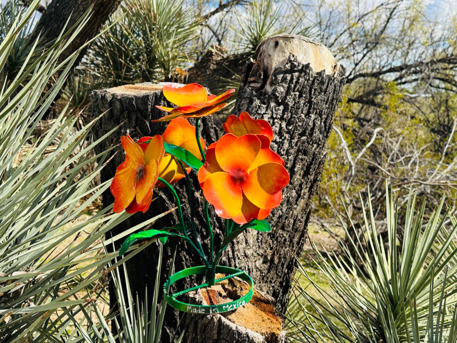 Handcrafted Rustic MINI Metal Flower Bouquet Vibrant Yard Art Flowers