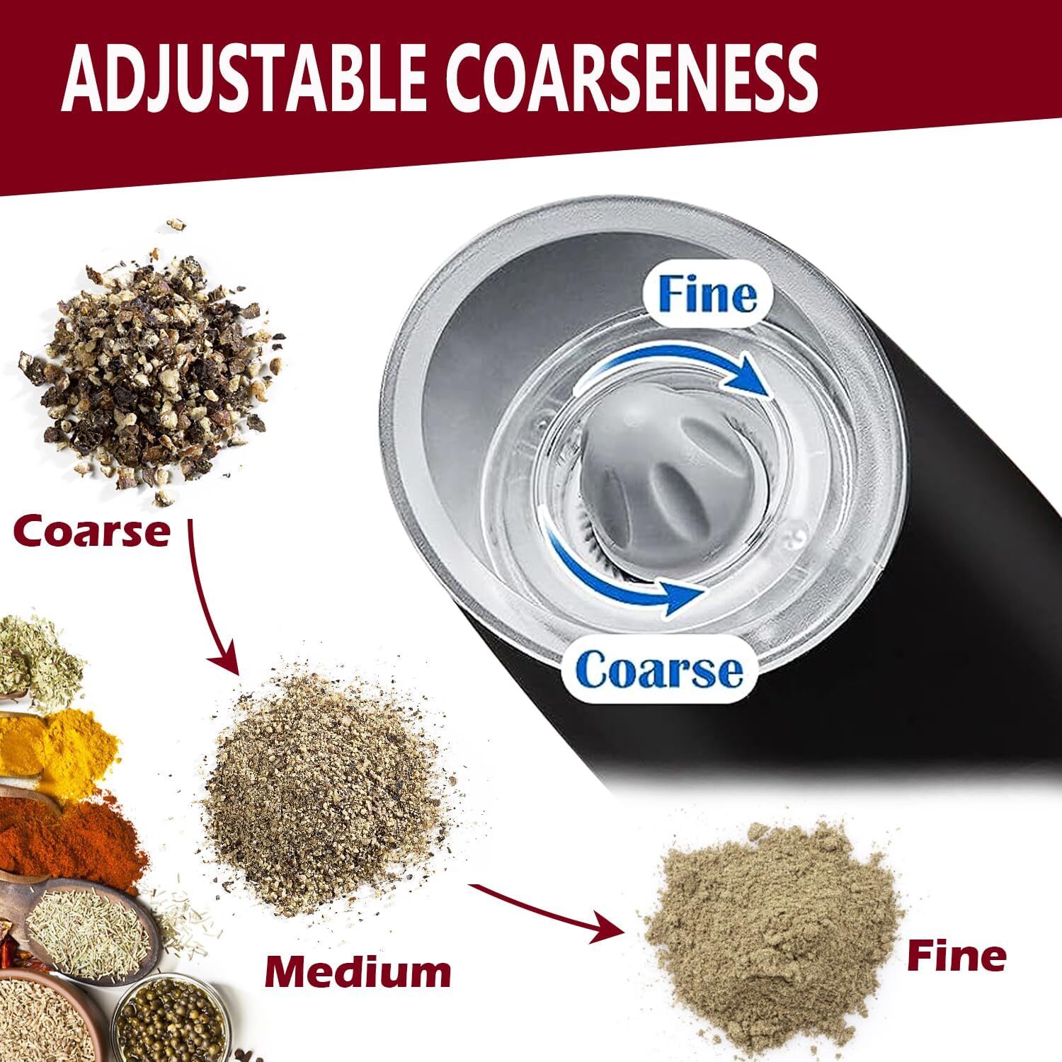 2 Pack Gravity Electric Salt and Pepper Grinder Mill Shaker Adjustable Automatic