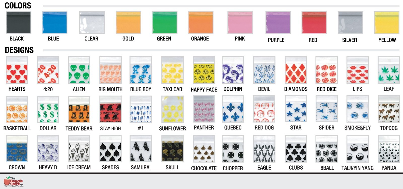 1000CT ORIGINAL APPLE BAGS MIXED BAGGIES ASSORTED DESIGNS VARIOUS SIZES