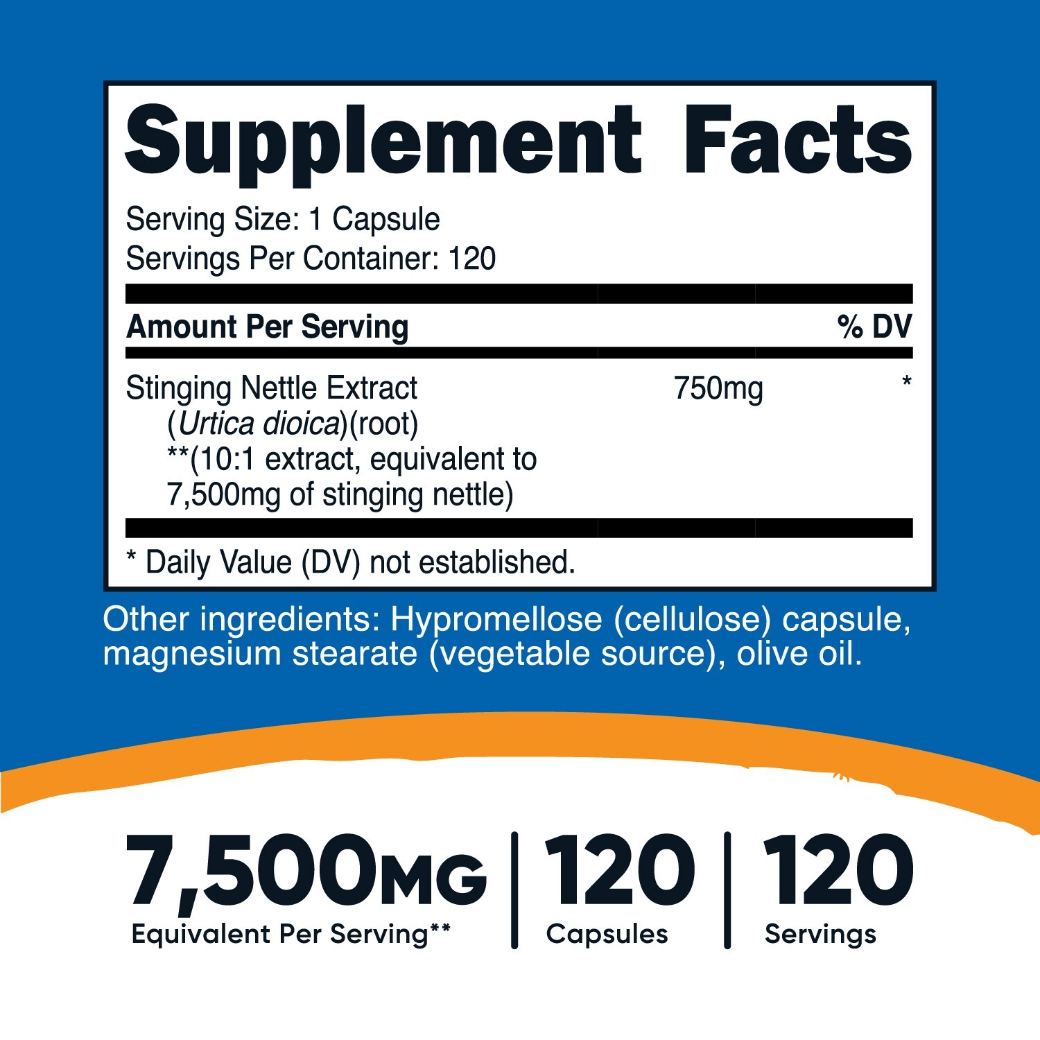 Nutricost Stinging Nettle Root Extract 7500mg, 120 Capsules