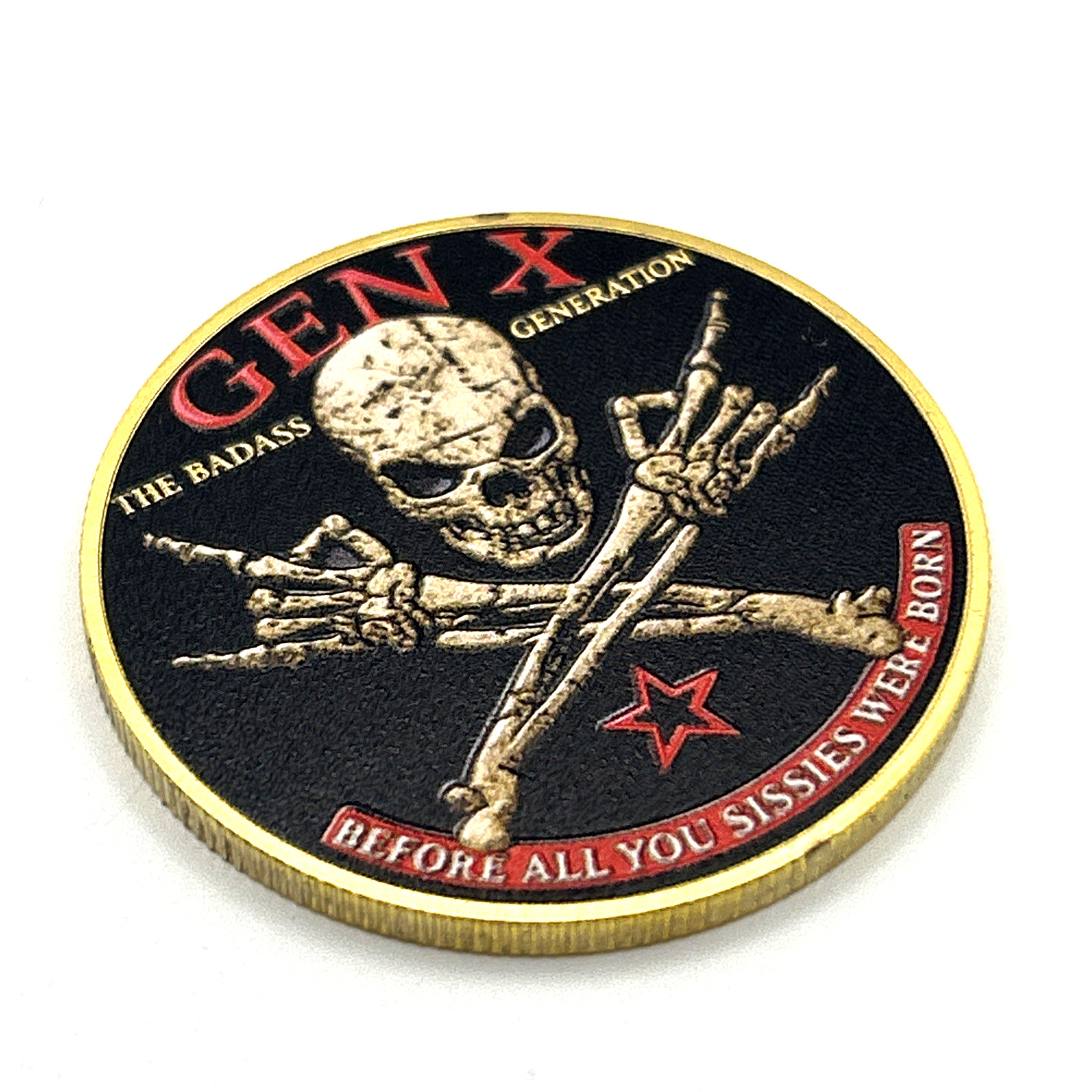 GEN-X 1965-1980 Skull *BADAS$ Generation Challenge Coin Collectible Medal