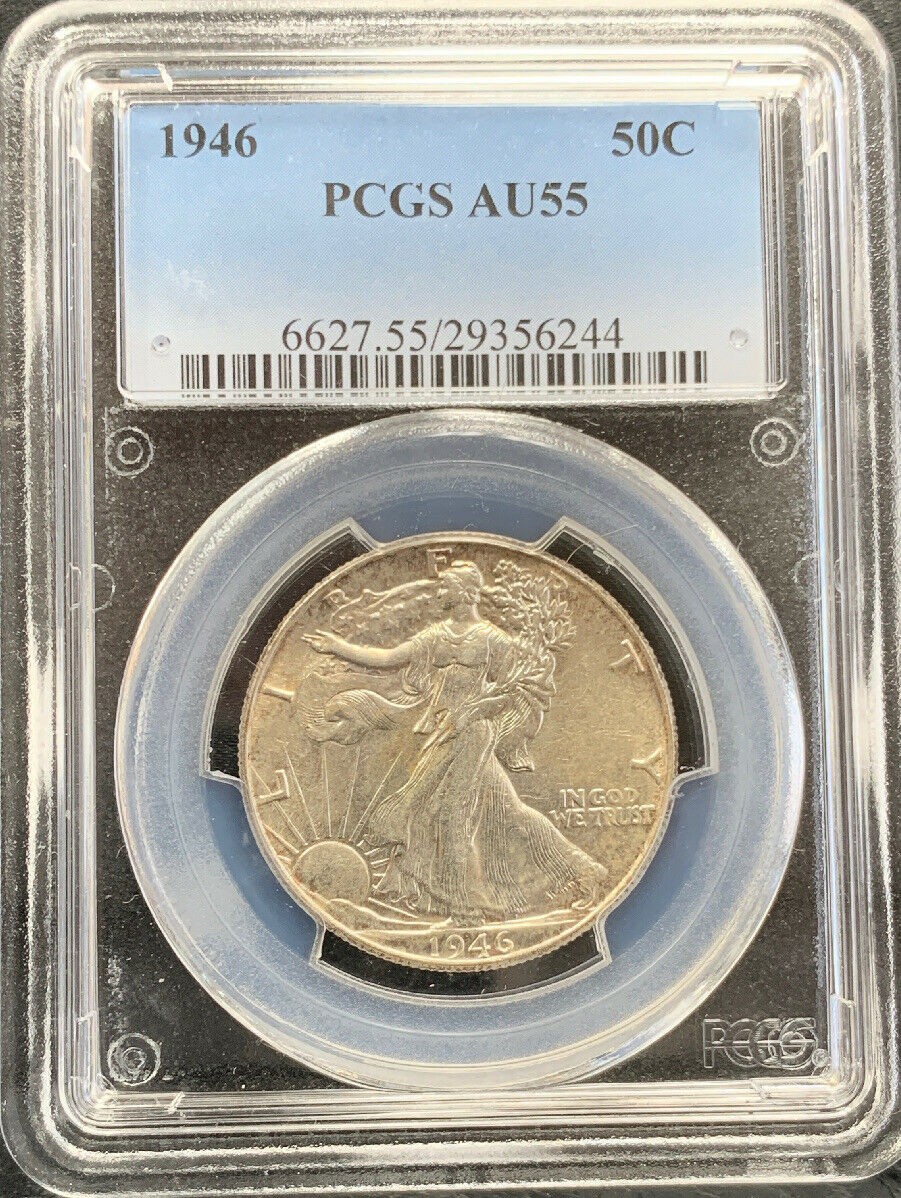 1946 WALKING LIBERTY HALF DOLLAR PCGS AU-55