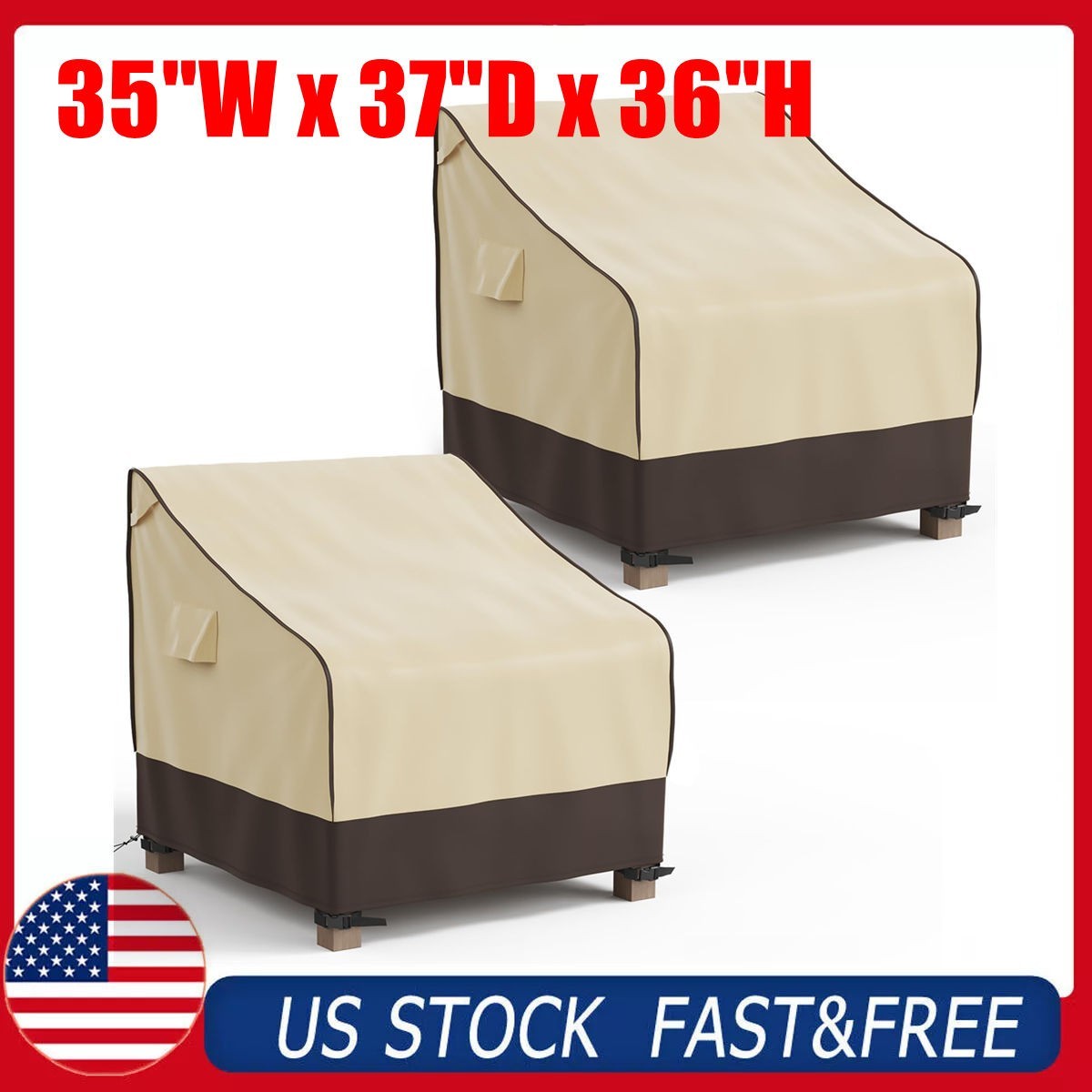 2 Pack Patio Chair Covers Waterproof Outdoor Furniture Covers 35" x 37" x 36" US
