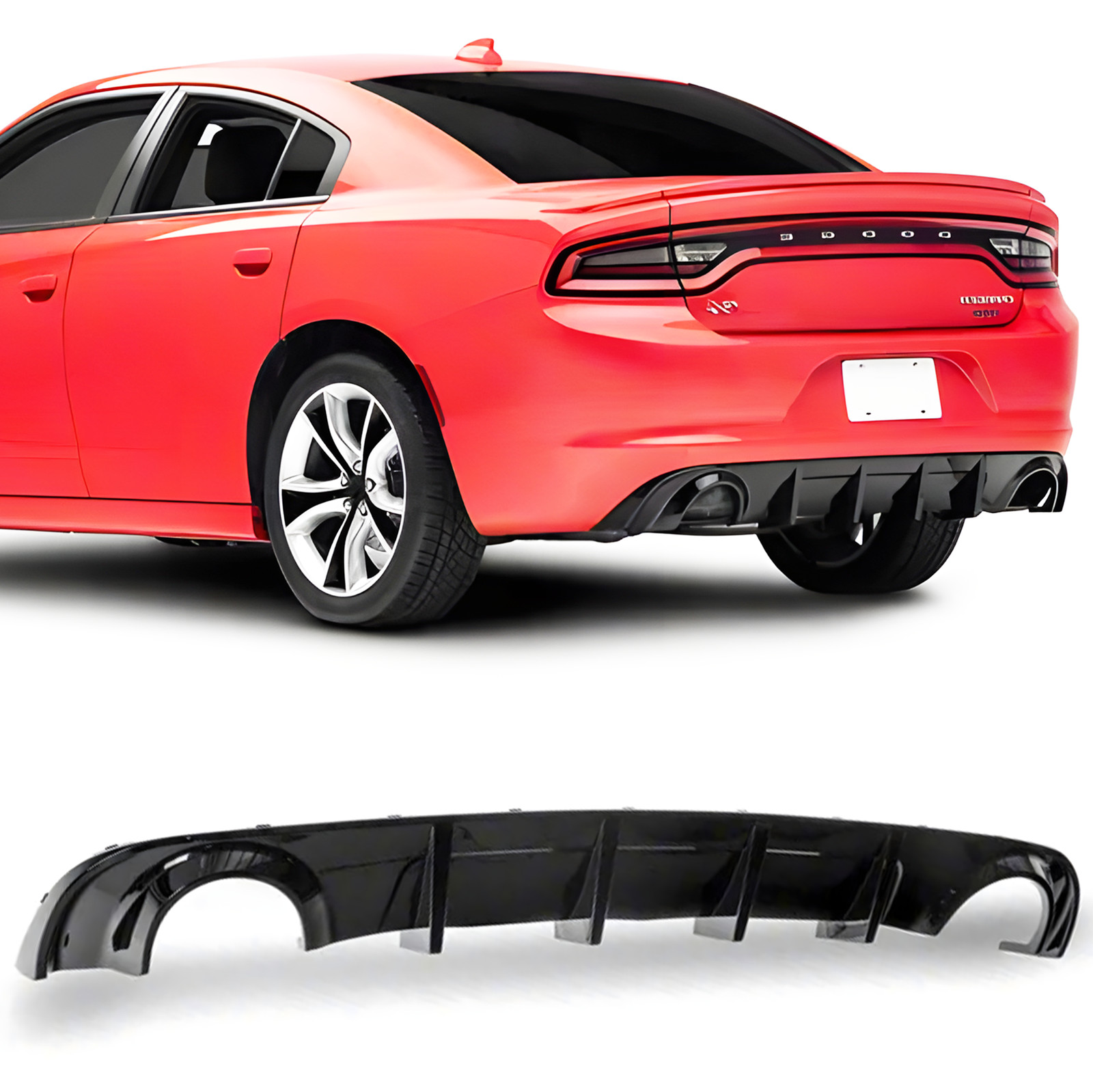 Rear Bumper Diffuser Lip Gloss Black For 2015-2023 Dodge Charger R/T SE SXT