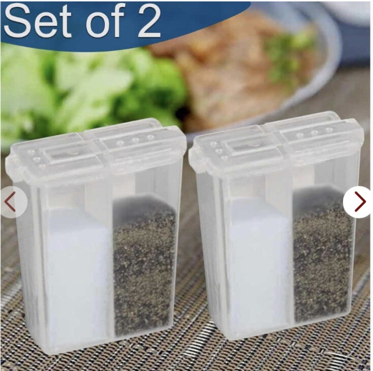 Set Of 2 Travel Size Salt and Pepper Shakers With Dual Sided Lid