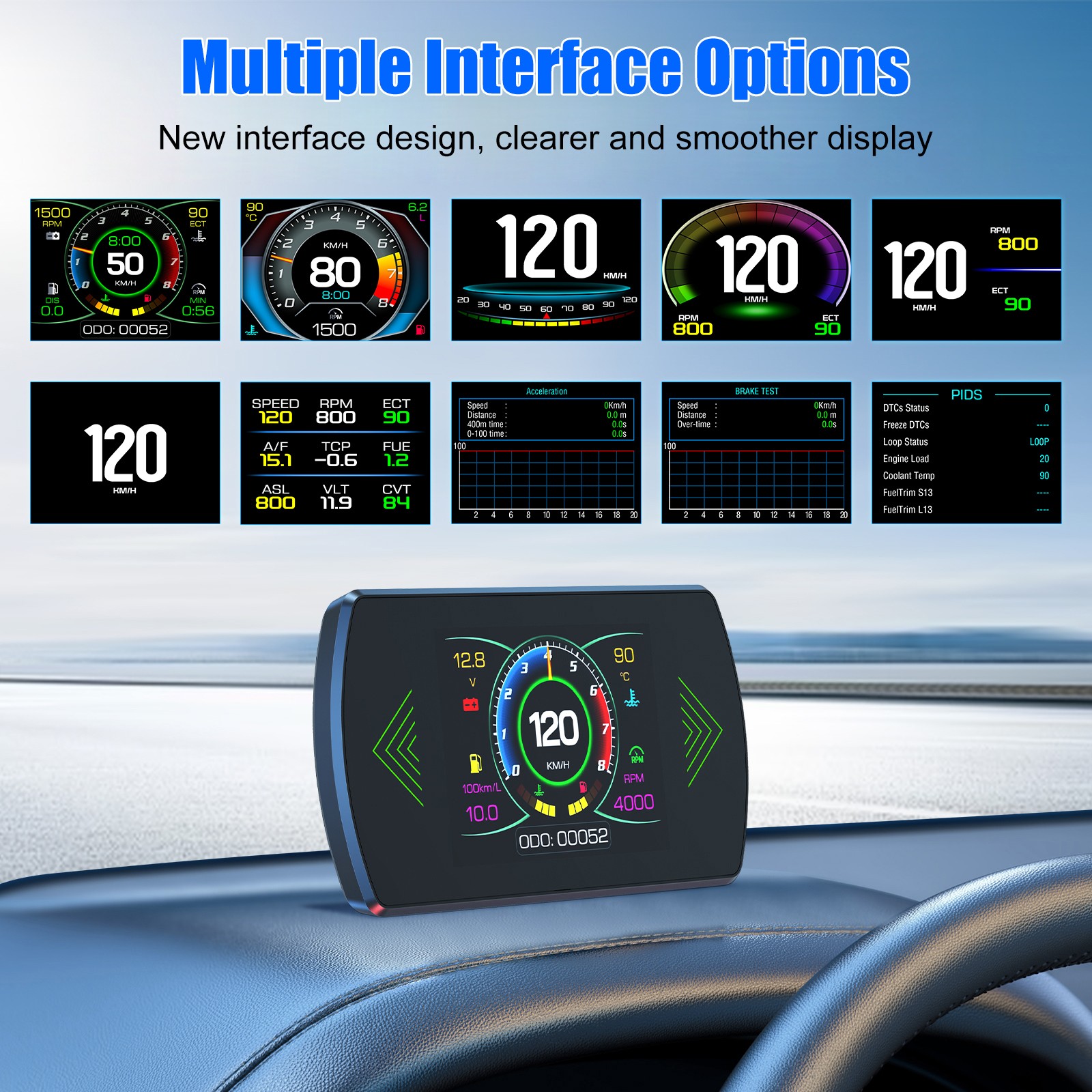 OBD2 HUD Head Up Display Speedometer RPM Voltage Fuel Consumption Digital Gauge