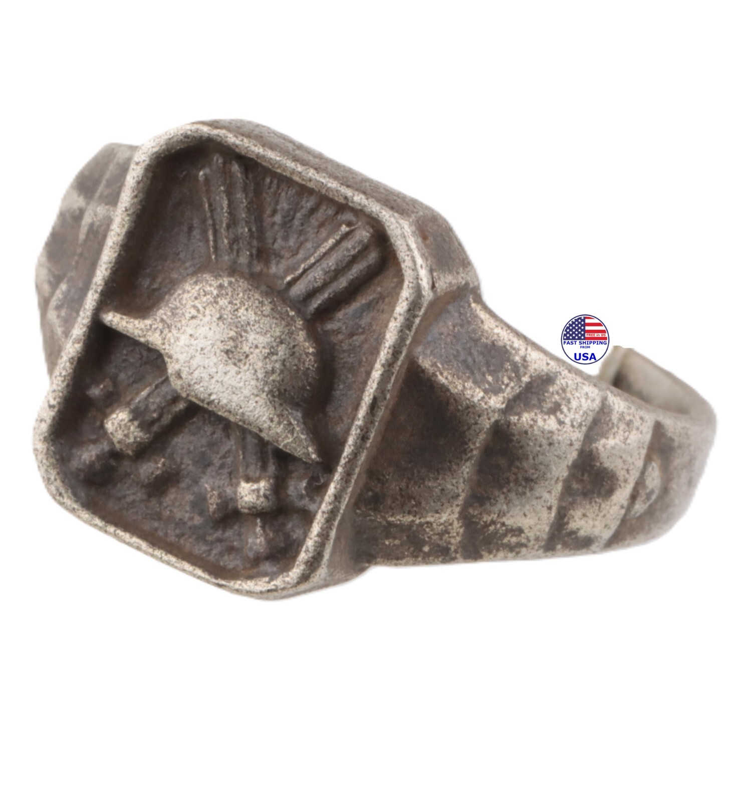 German special force WW2 Officers ring 835 silver WW1 Helmet sword signet WWII