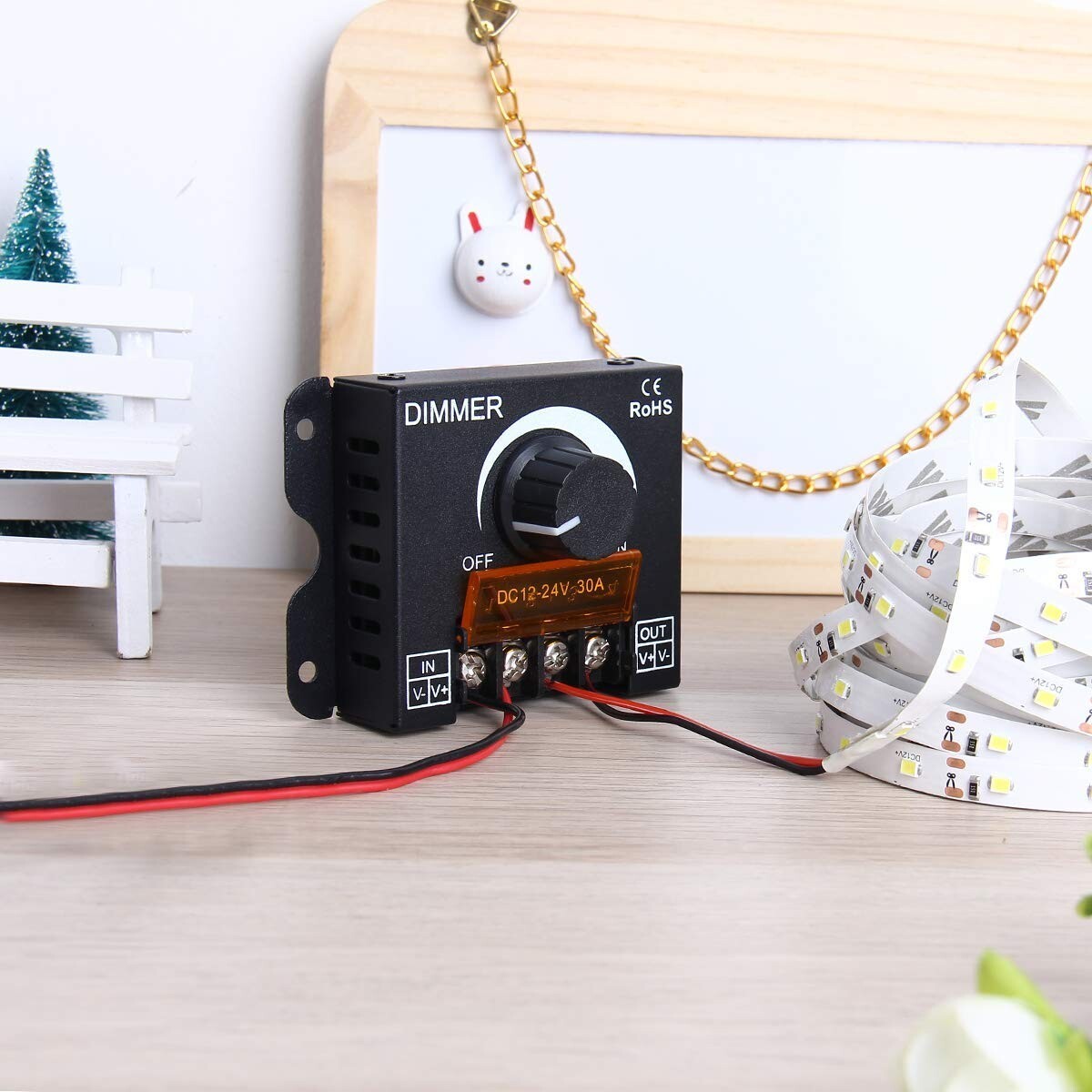 2Pack LED Dimmer Switch DC 12-24V 30A PWM Stepless Brightness Dimming Controller