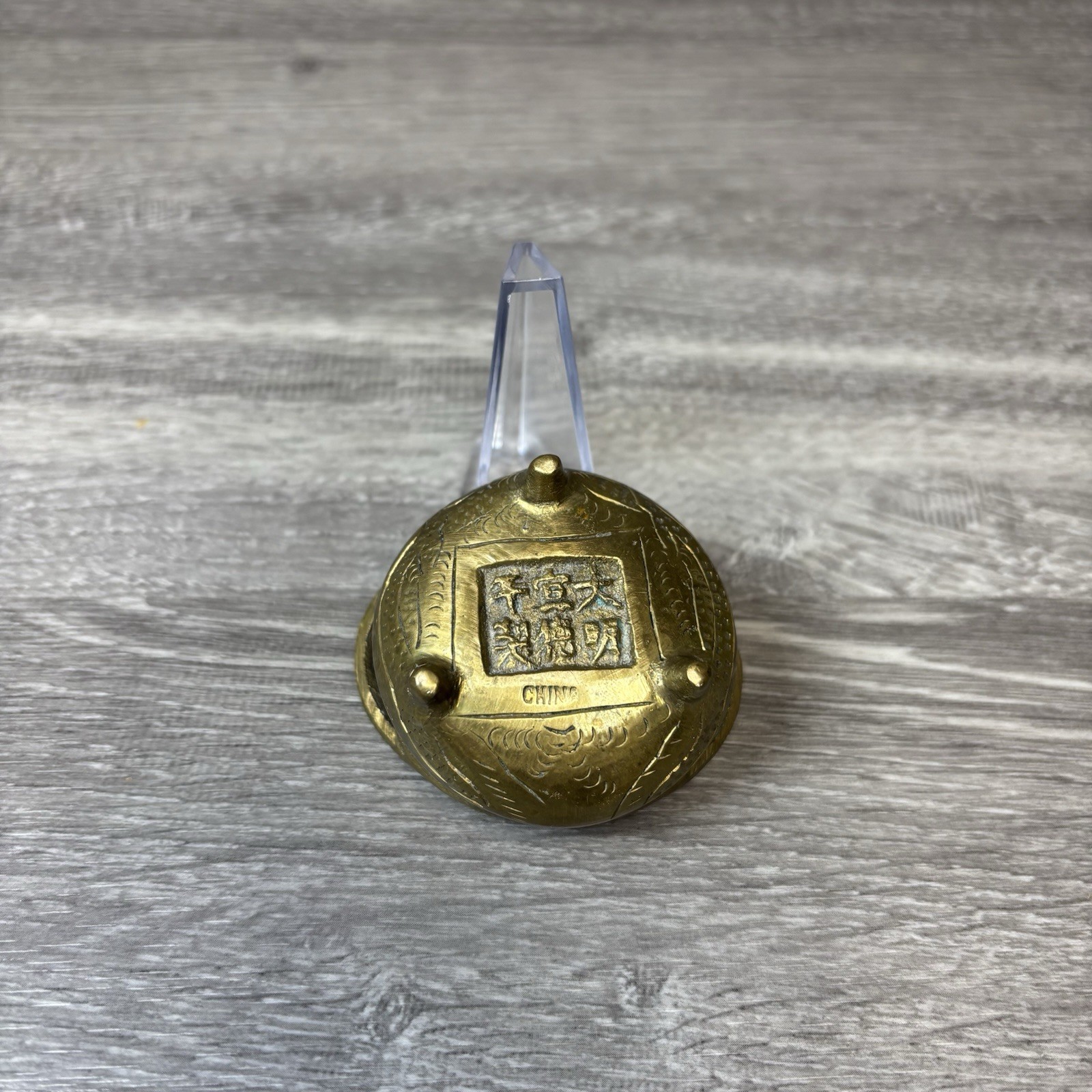 Vintage Chinese Brass Censer Tripod Incense Burner Xuande Reign 6 Hallmarks 2”