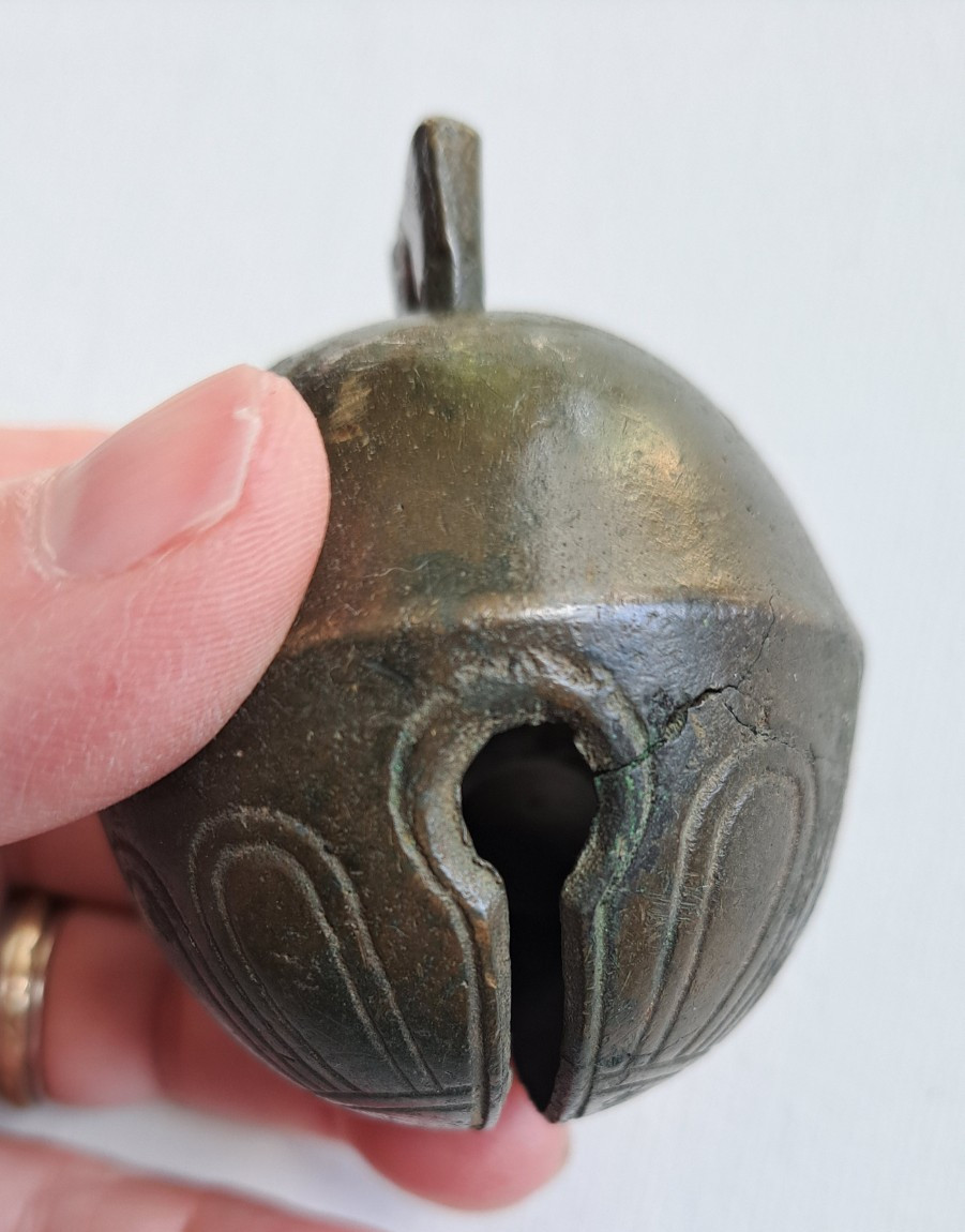 Antique Brass Metal Sleigh Bell HS & Co Henry Stanley Company Crotal Petal #4