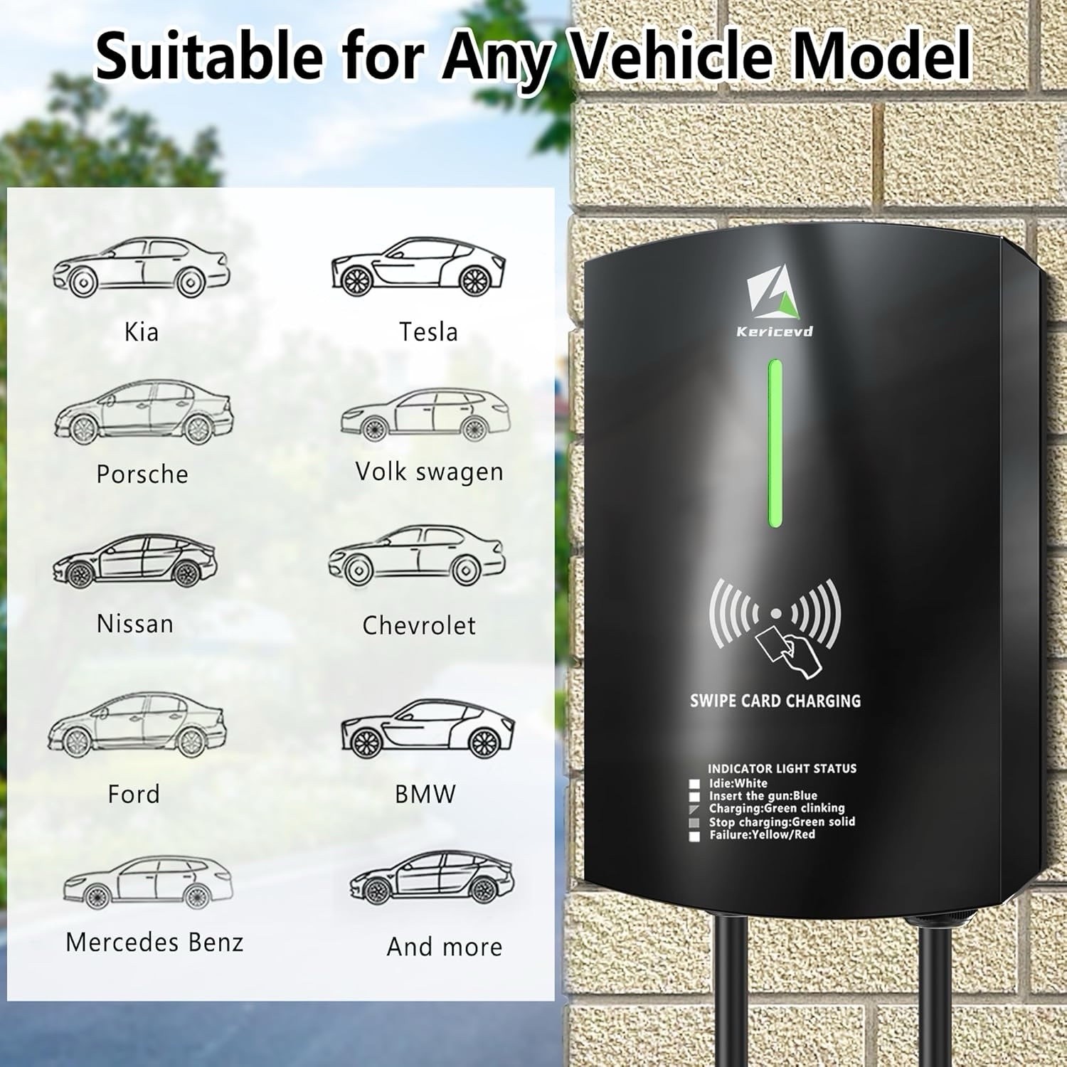 25FT Level 2 EV Charging Station 40A Home Electric Vehicle Charger NEMA14-50