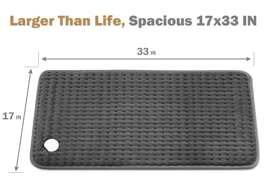 17x33 Inch Extra Large Electric Heating Pad Soft Plush w/ Digital Controller