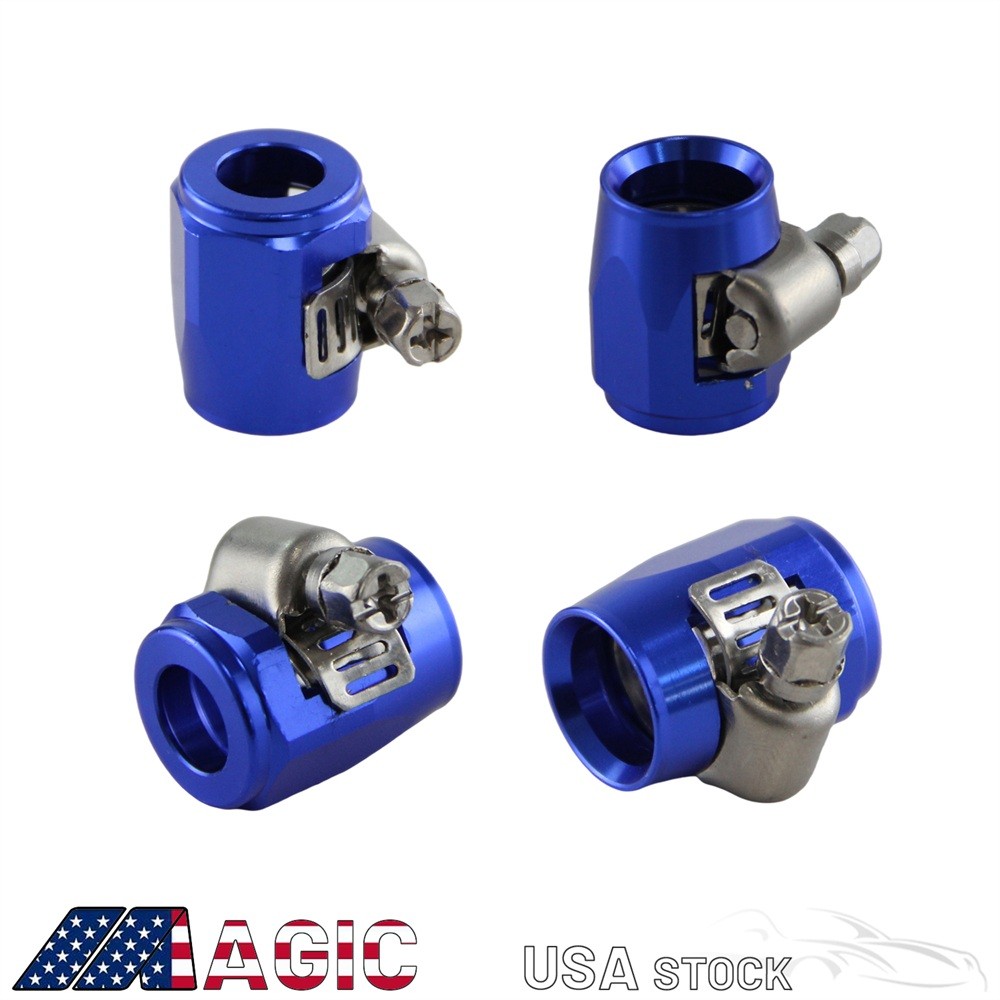 4PCS 4AN AN4 5/16" 13mm ID Fuel Hose Line End Cover Clamp Finisher Fitting Blue