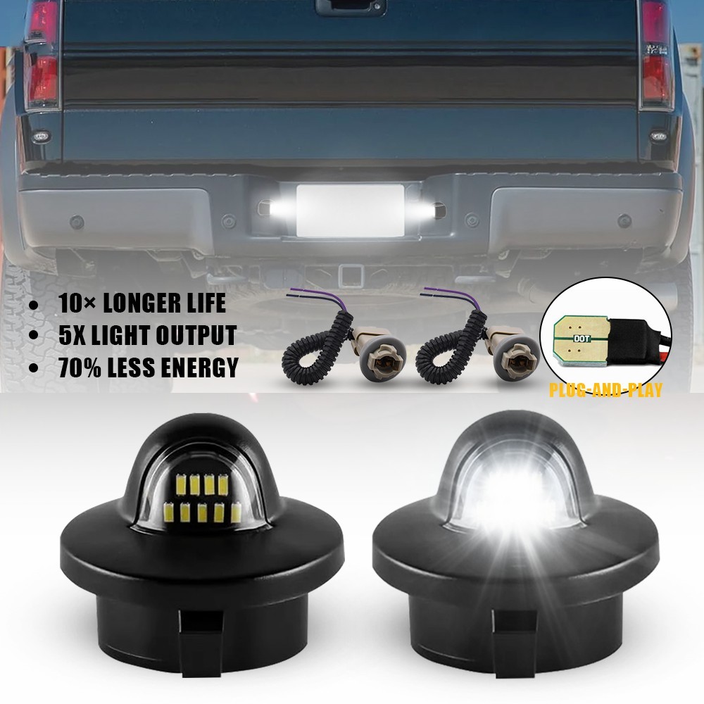 LED License Plate Light w/Wiring Harness Socket for 99-16 Ford F250 F350 F450 SD