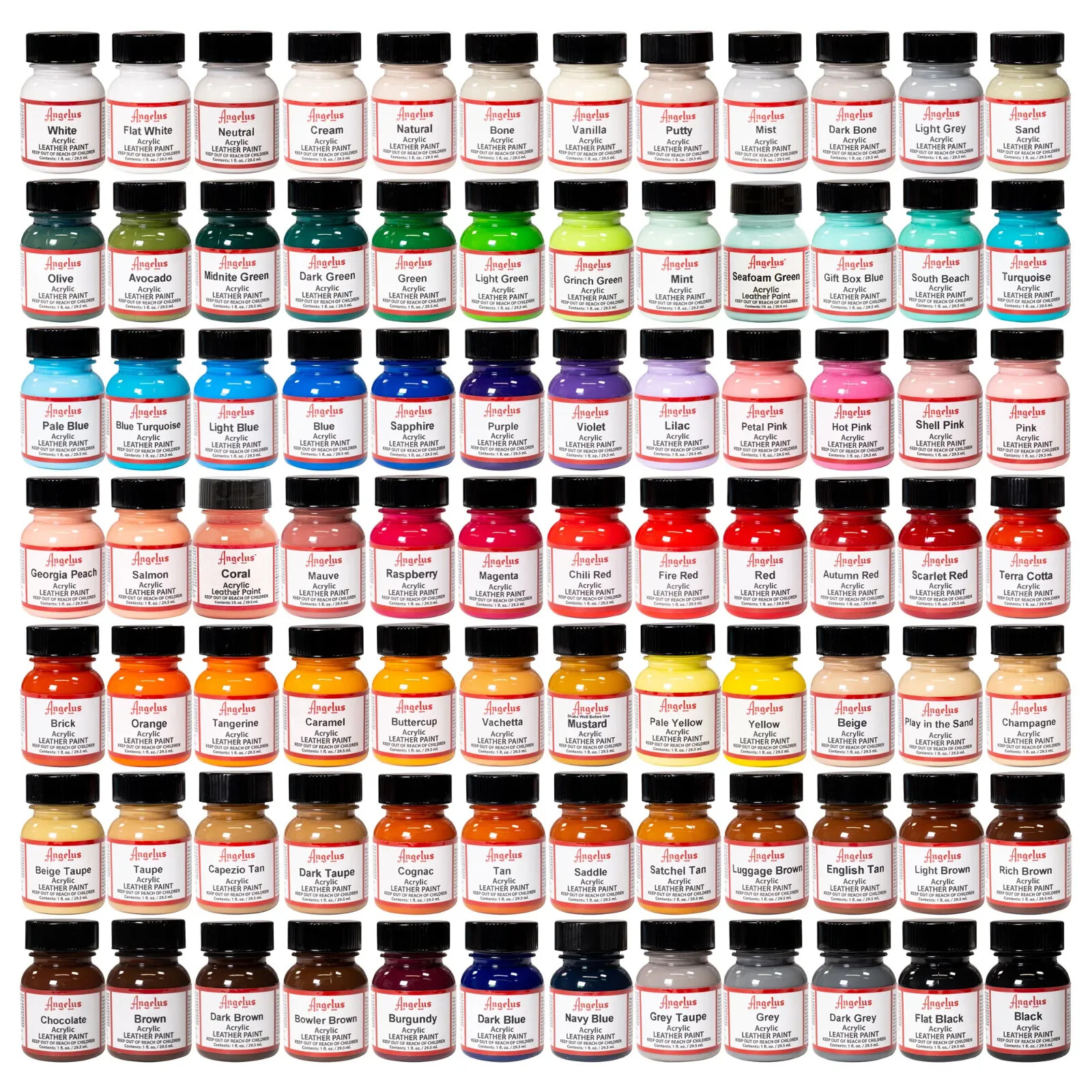 Angelus Brand Acrylic Leather Paint Waterproof all colors - 1 fl.oz