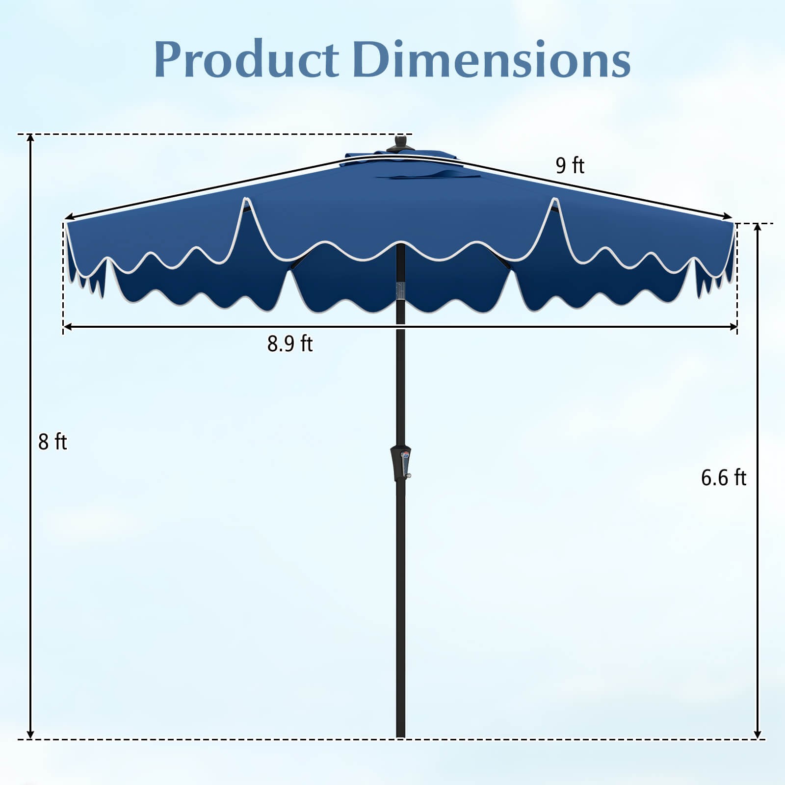 9 FT Patio Umbrella 2-Tier Market Table Umbrella w/ Sun-Protective Canopy