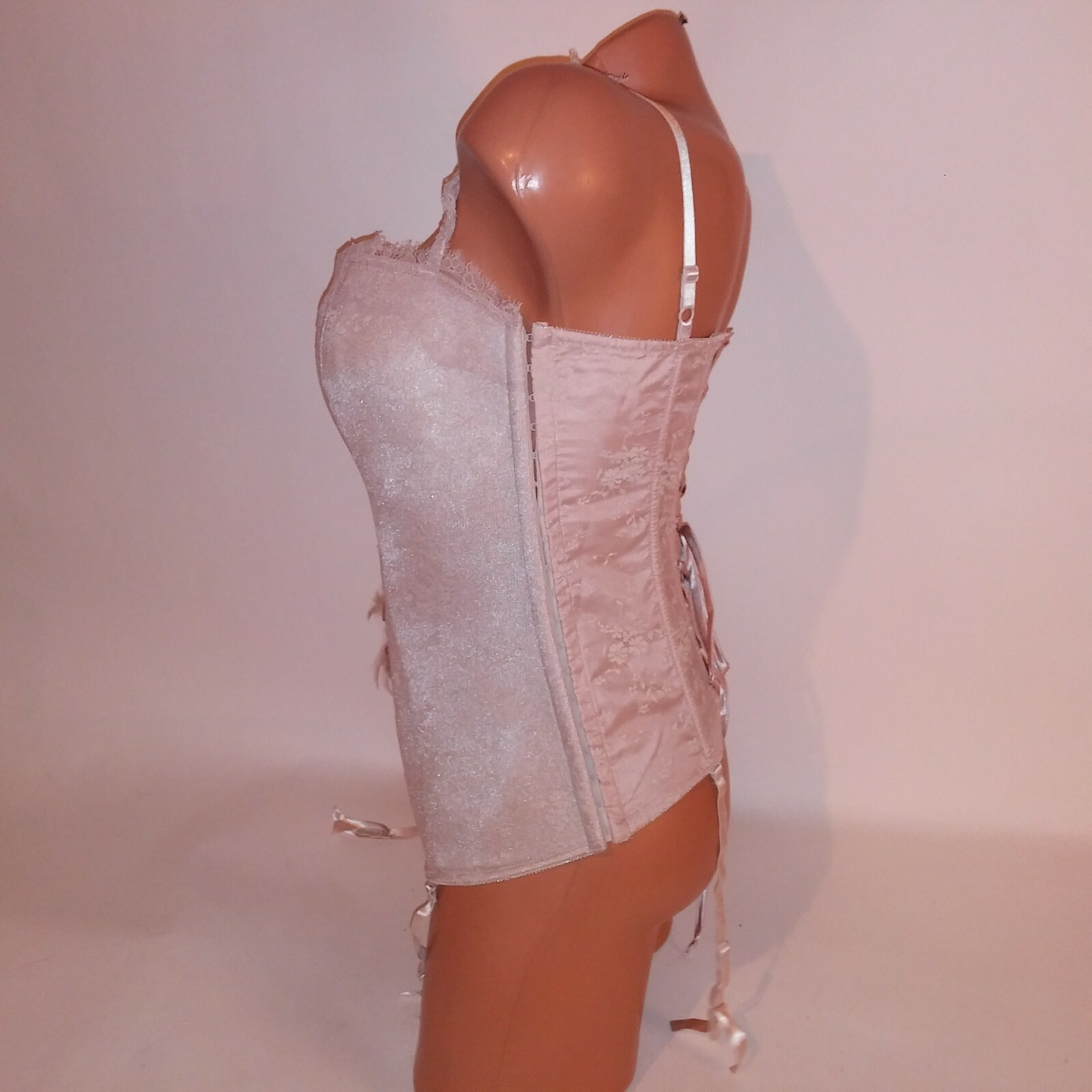 Fredericks of Hollywood Lingerie Bustier Corset Large Cream Lace Boned Lace Up