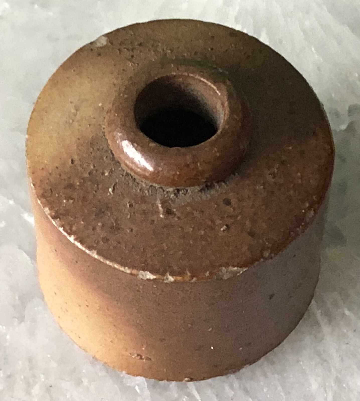 Antique Primitive 19th C Civil War Era Salt Glaze Stoneware Pottery Inkwell