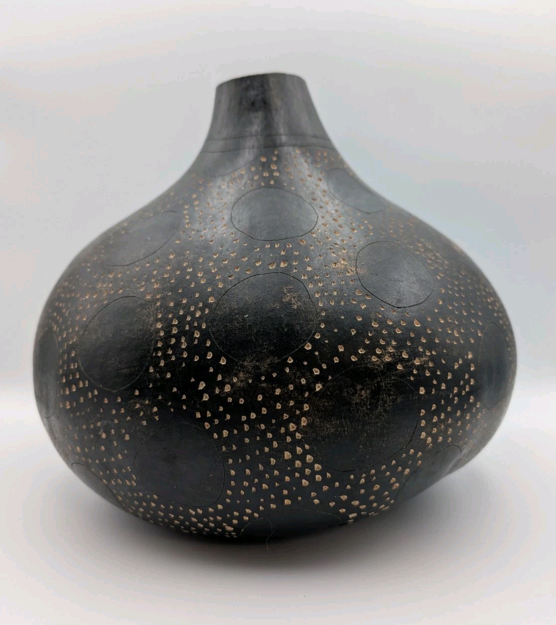 Hand Carved Decorative Painted Gourd African Tribal Folk Art Made In Kenya