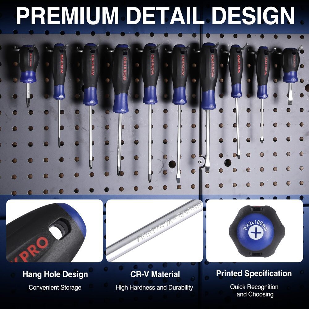 WORKPRO 10-Piece Magnetic Screwdriver Set Phillips Slotted Flat Head Screwdriver
