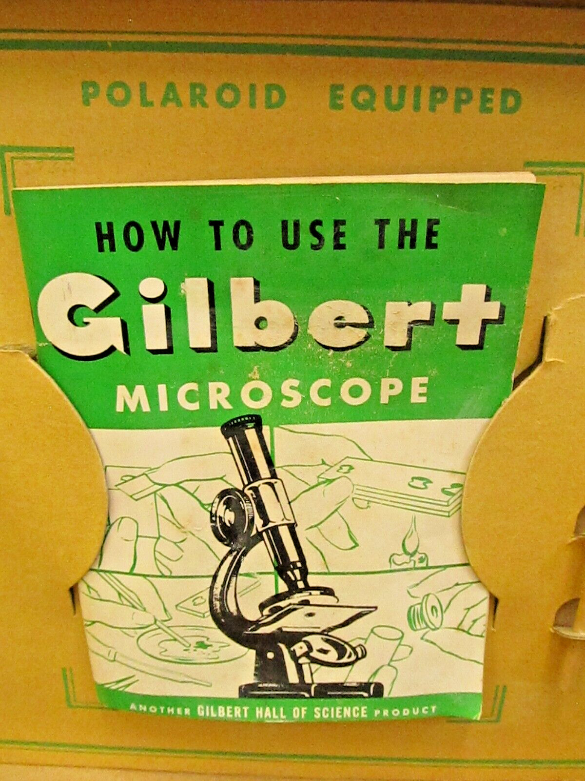 Vintage '38 Gilbert No.8 microscope set with Polaroid jr