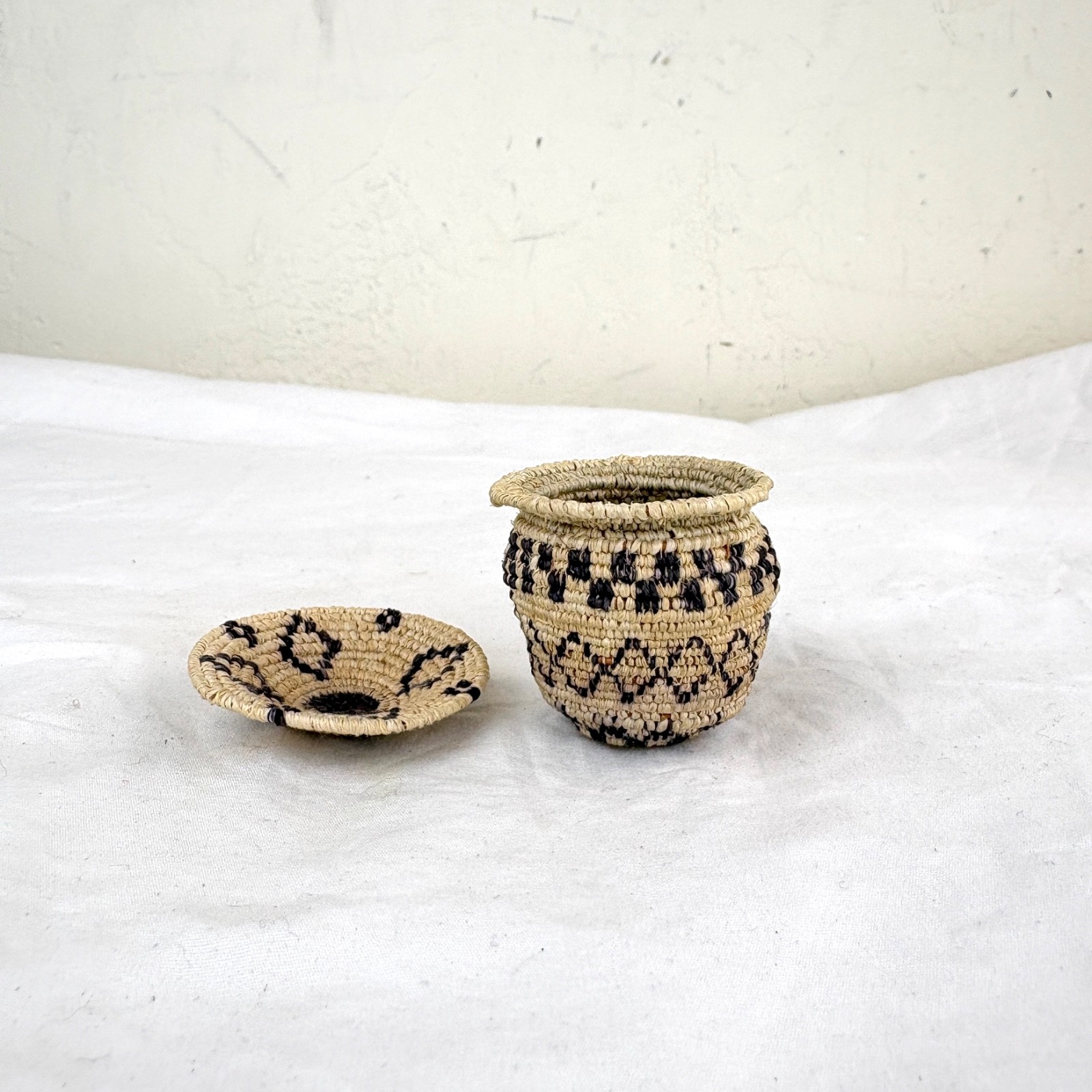 Two Miniature White Mountain Apache Baskets