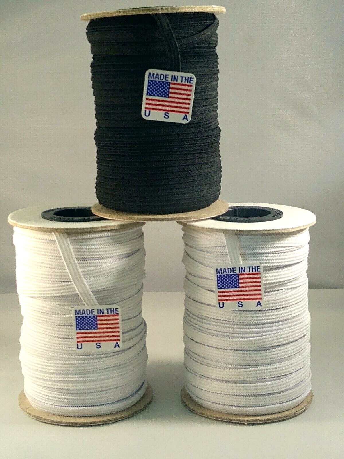 Elastic WHITE or BLACK 1/4 inch Made in USA - # 1 Seller - HIGH DEMAND !!!