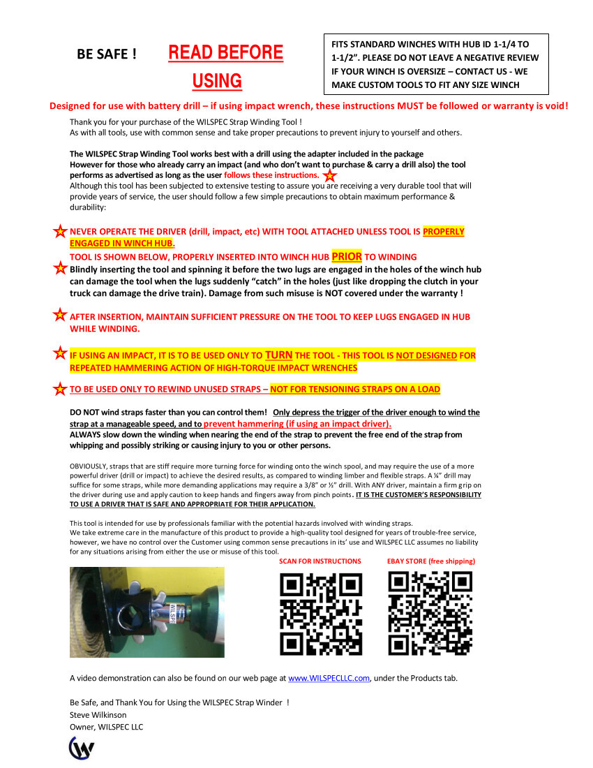 Drill or Impact-Driven Winch Strap Winder w/Free Drill Adaptor - Free Shipping!