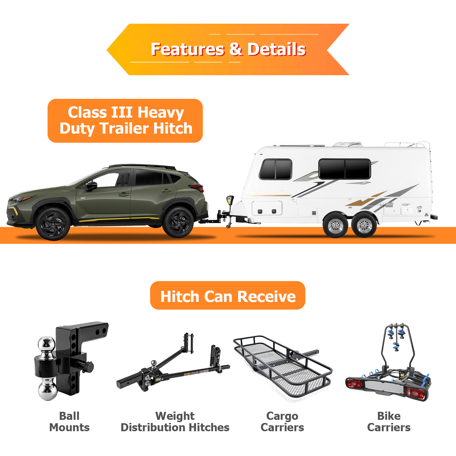 Class 3 Trailer Hitch, 2 Inch Receiver , for 2016-2025 Subaru Crosstrek
